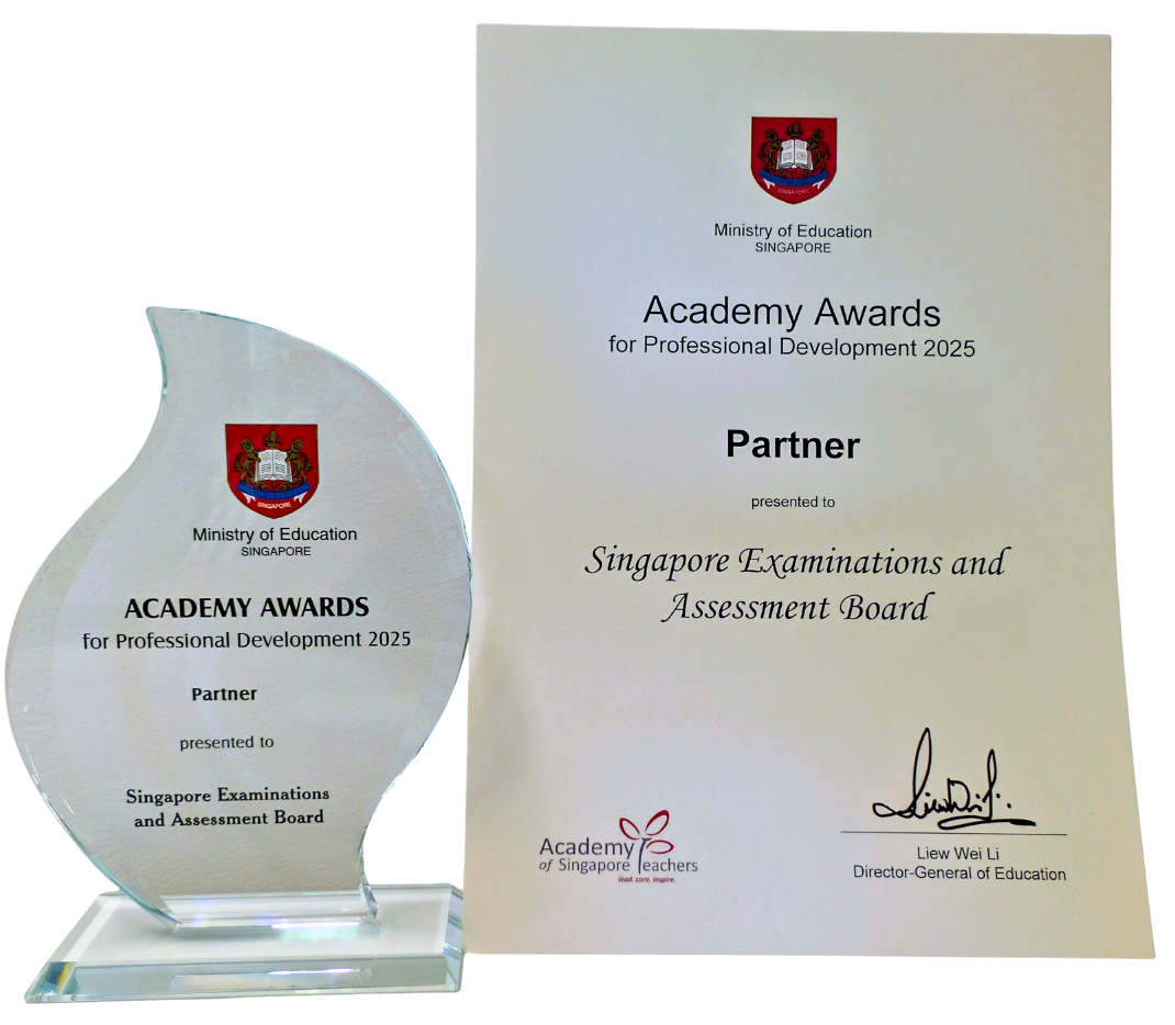 SEAB's award trophy and certificate